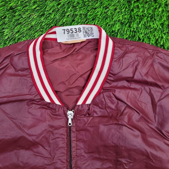 Vintage 80s MOD Varsity Jacket Women XL 25x23 Burgundy Baggy - Picture 9 of 12